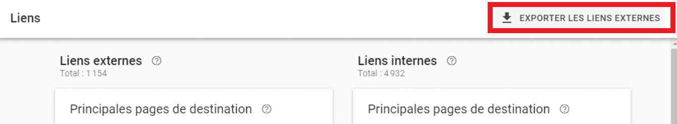 Exporter les liens externes dans la Google Search Console