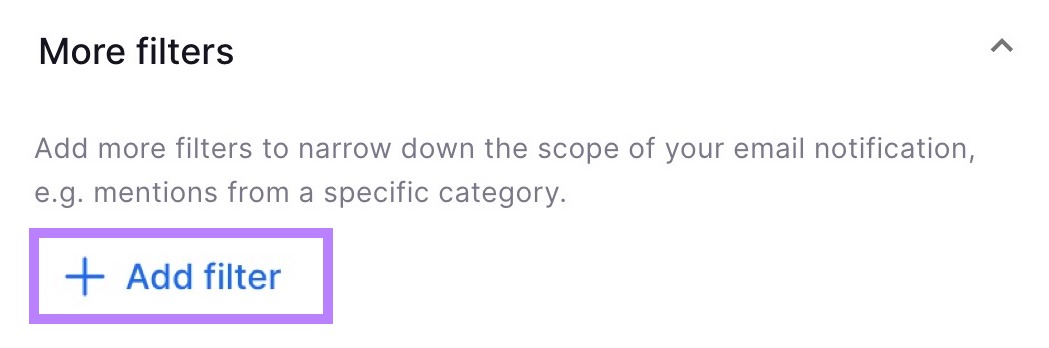 "Add filter" highlighted under "More filters" section