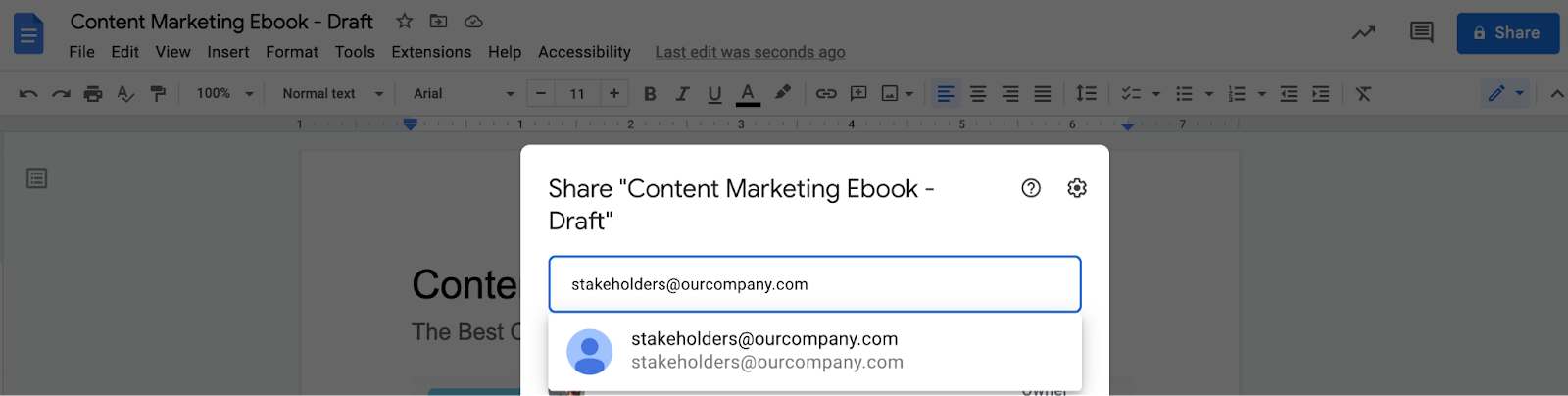 sharing content in Google Docs
