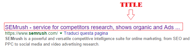 Il Tag Title di un sito web