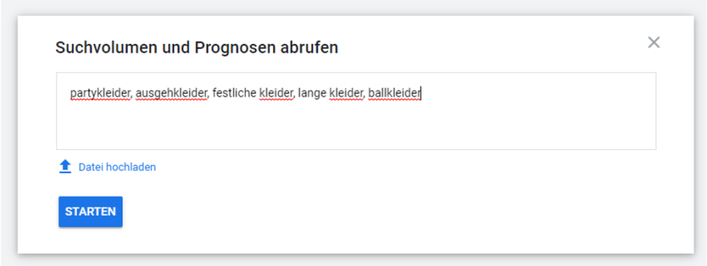 Keyword-Planer Suchvolumen und Prognosen