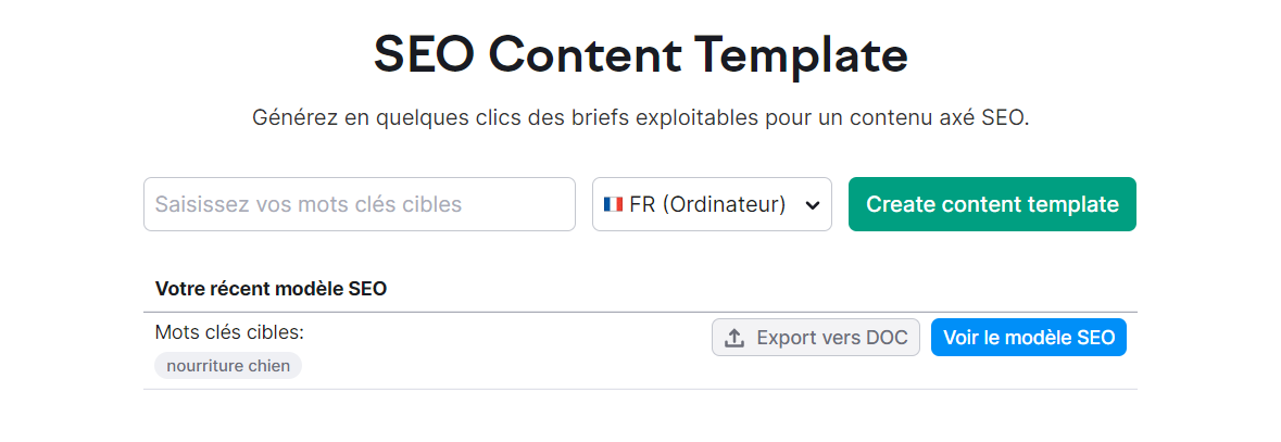 SEO Content Template de Semrush