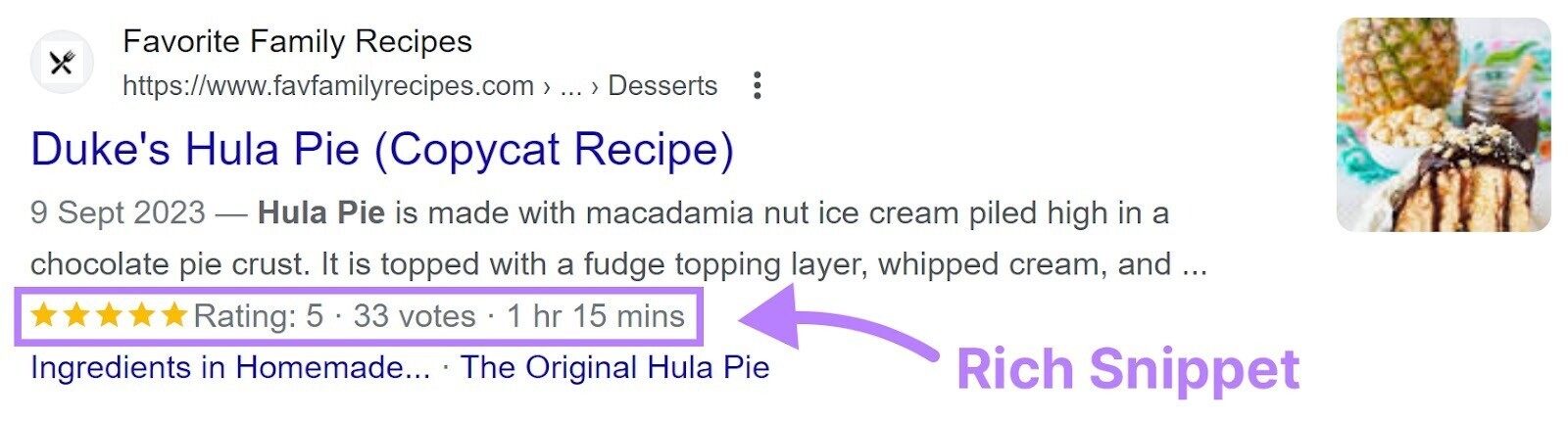 An example of a rich snippet on Google SERP