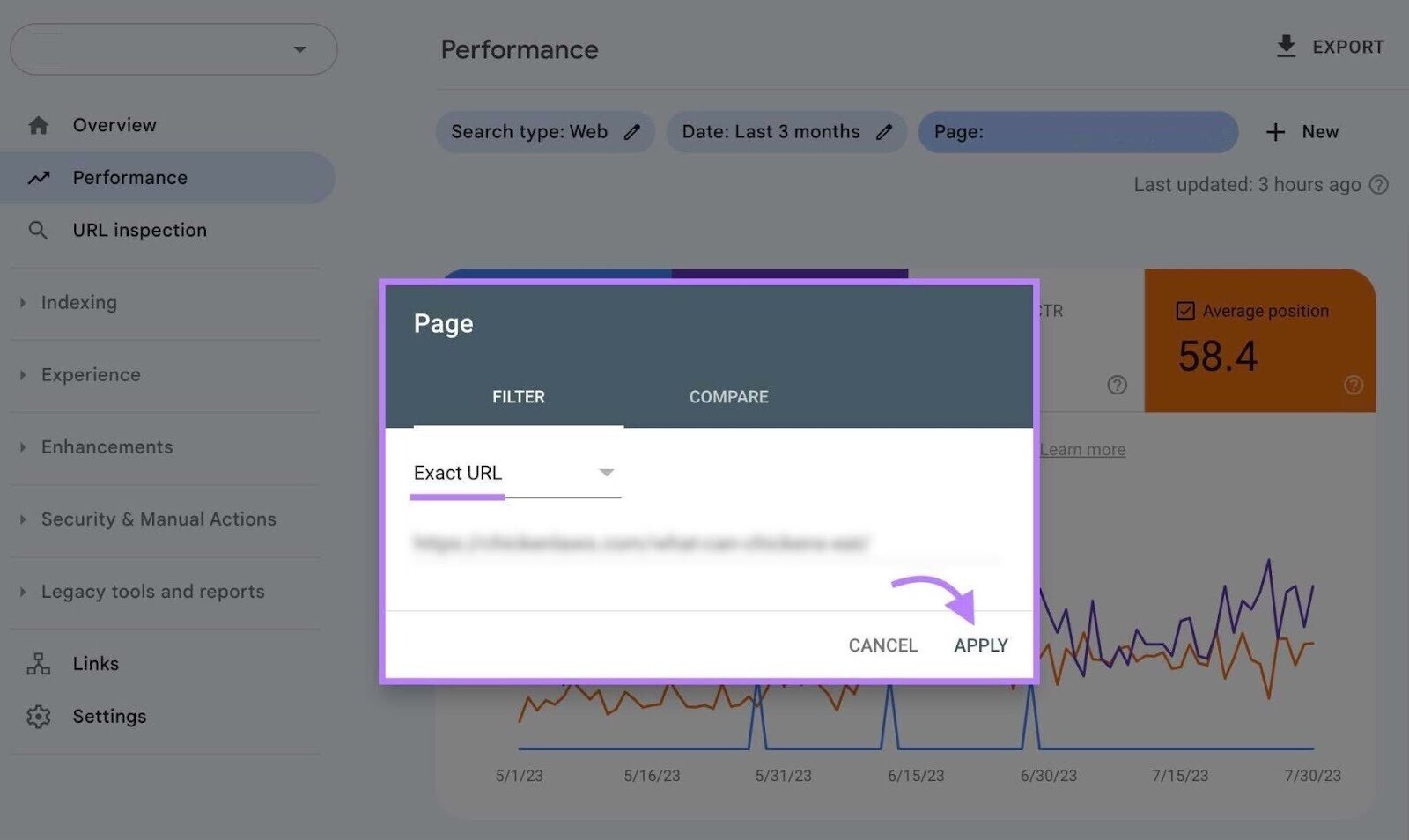 analyse “Exact URL” successful  GSC