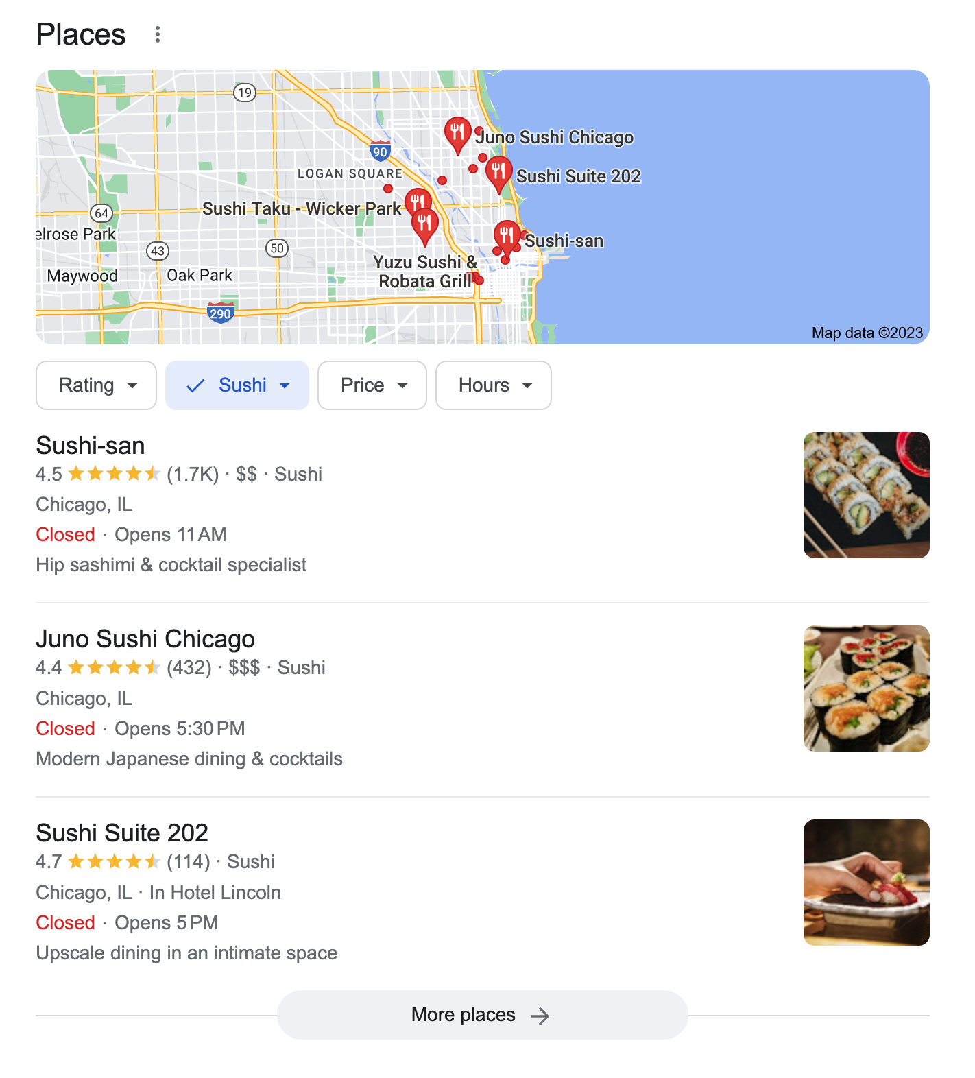 sushi in chicago results in Places