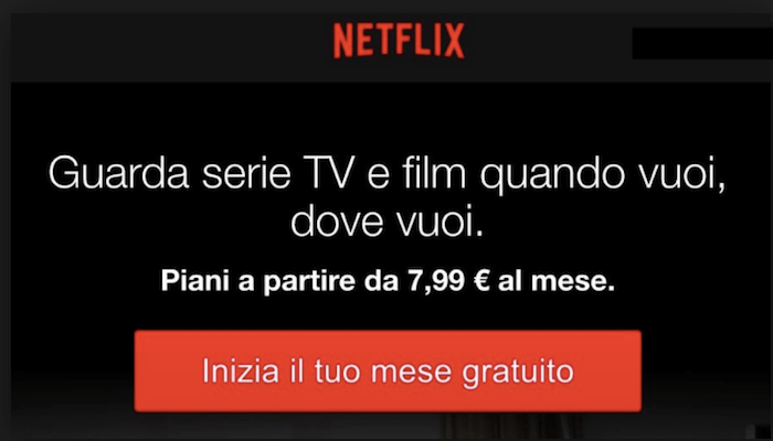 Esempio cta efficace per un annuncio: abbonamento Netflix mese gratuito