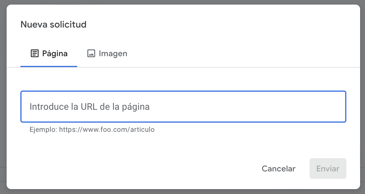 Introduce la URL de la página