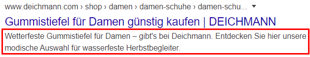 Beispiel einer Meta Description