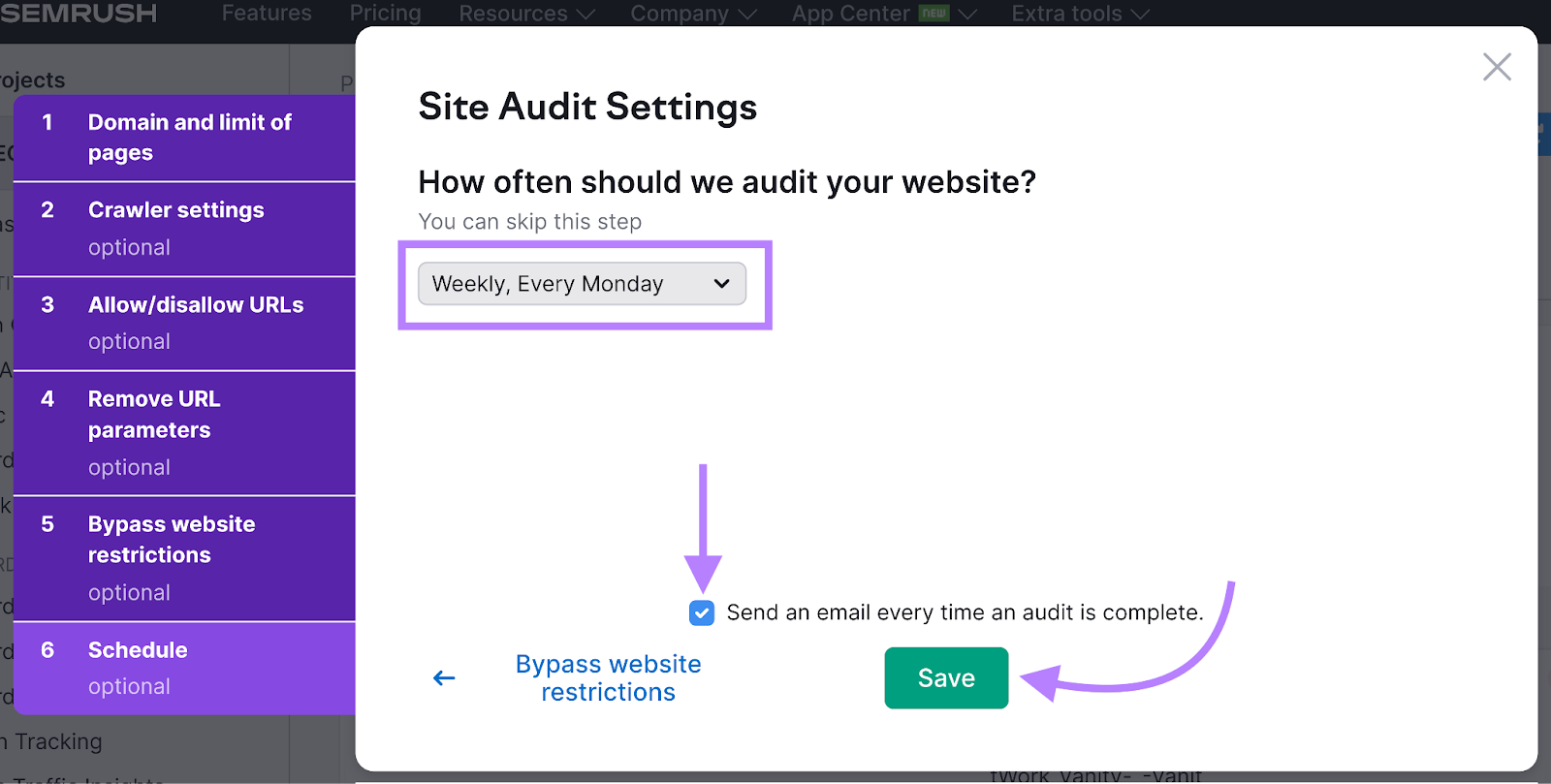 Scheduling weekly audits