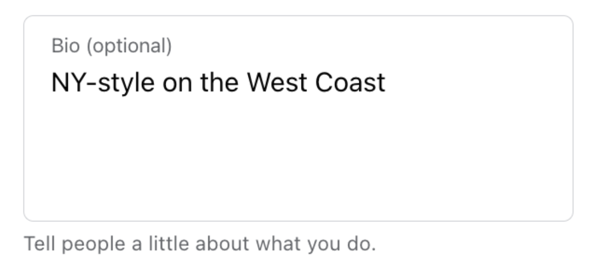 "NY-style connected  the West Coast" entered nether  “Bio” field