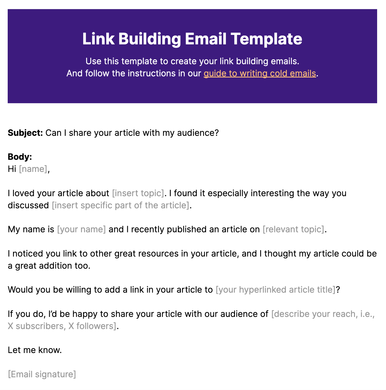 Link Building Email Template