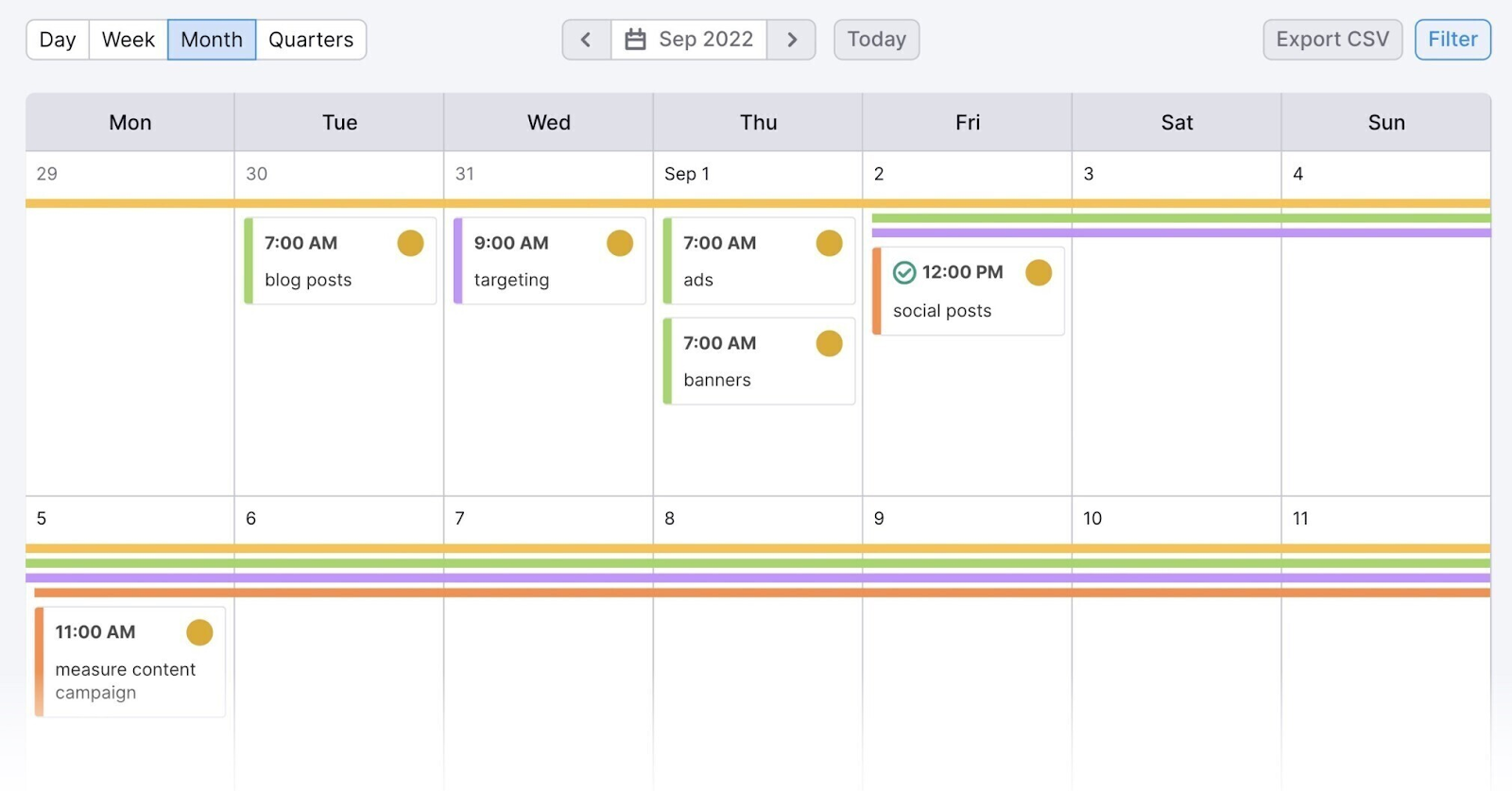 content calendar