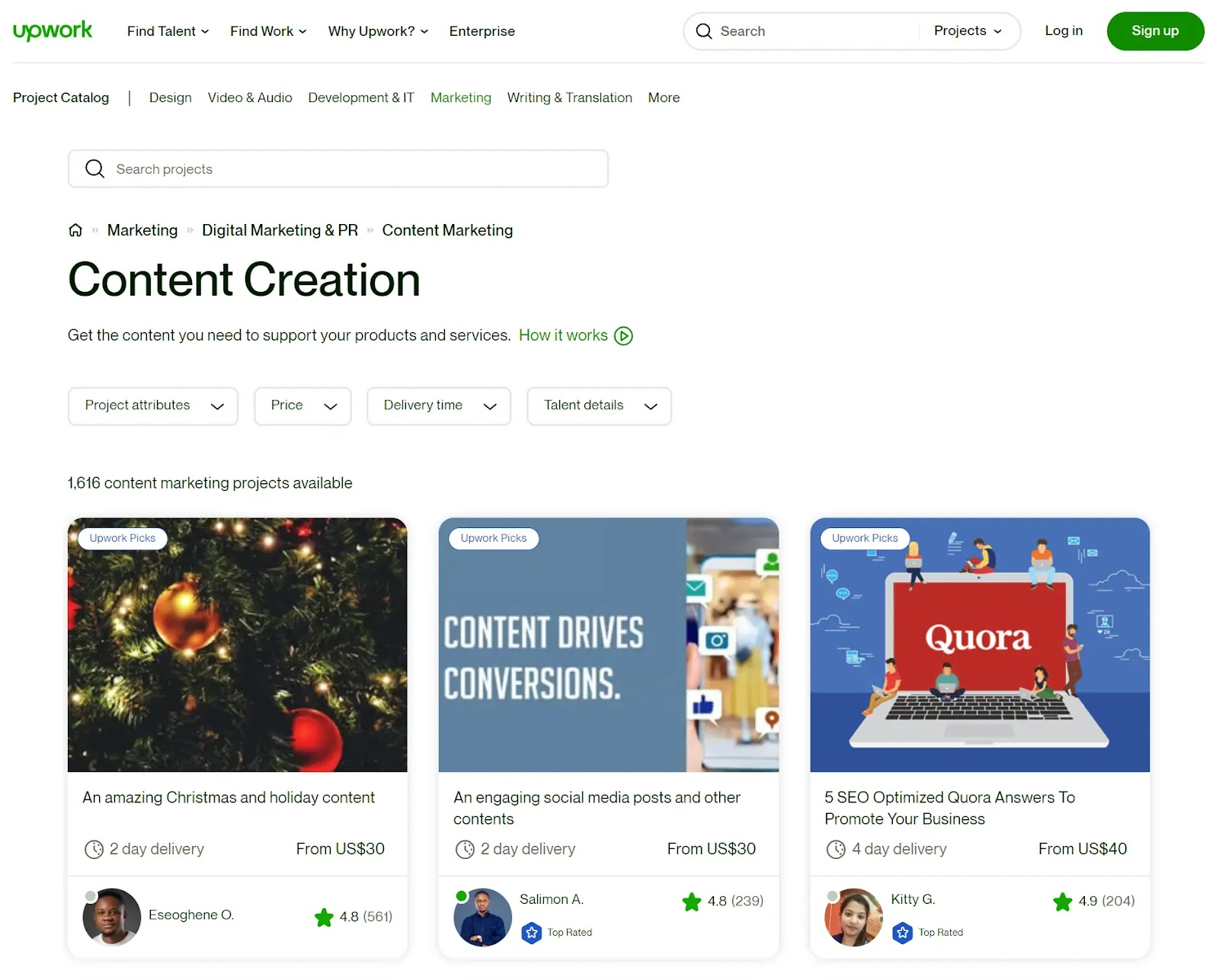 "Content Creation" results on Upwork