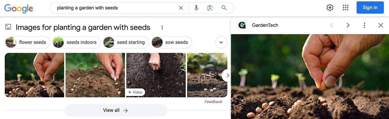 Carrousel d'images pour "planter un jardin avec des graines"