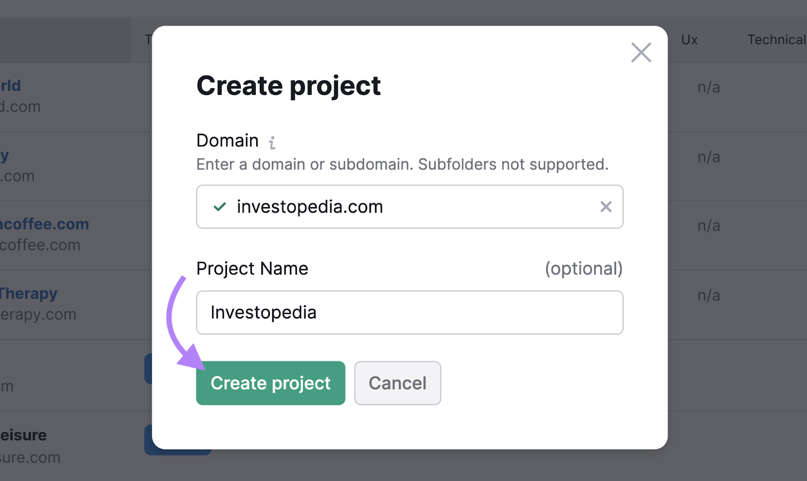 investopedia.com project creation