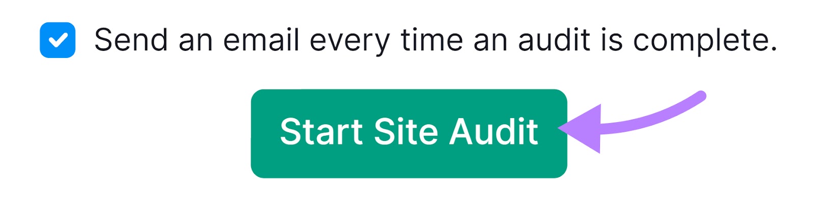 “Start Site Audit” button
