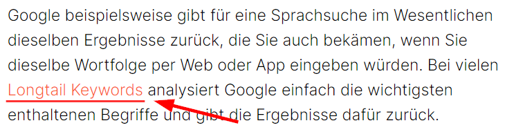 Screenshot: Interner Link als Beispiel