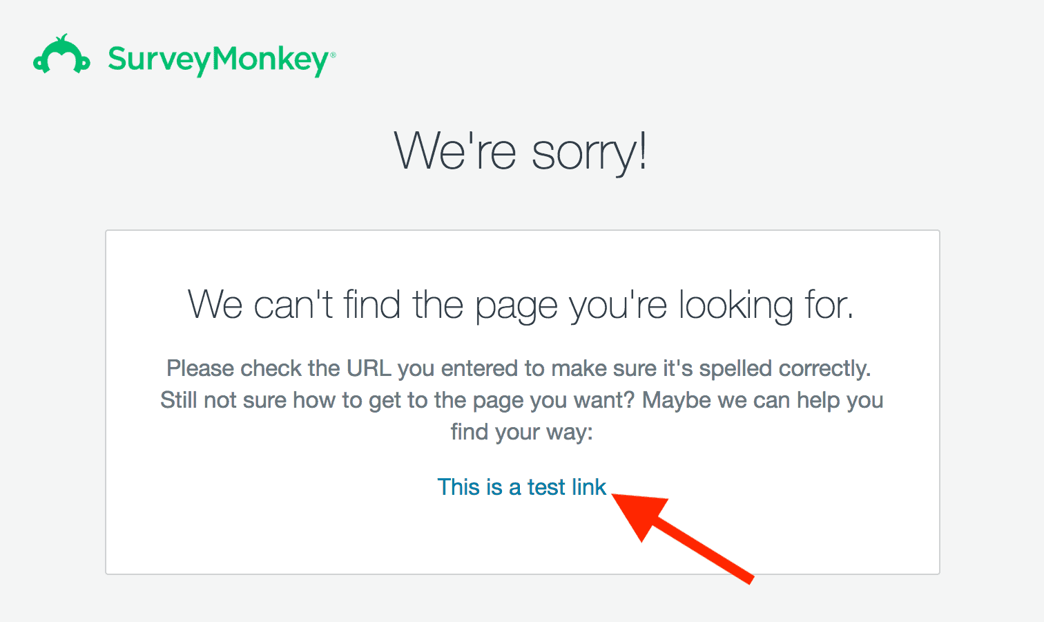 SurveyMonkey – 404 page with link