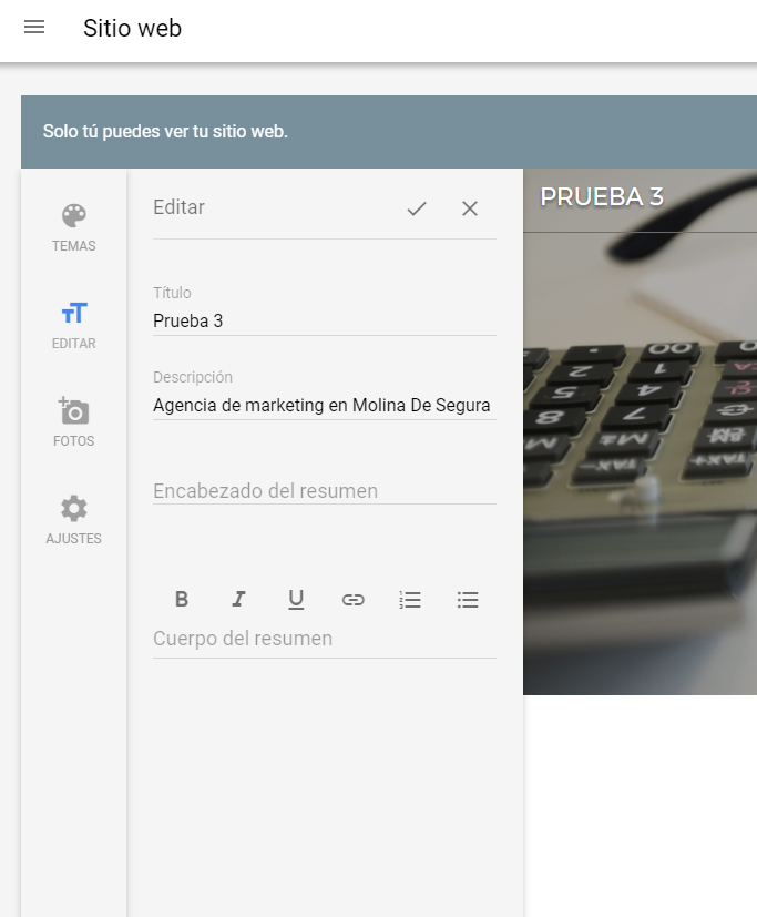 Novedades de Google My Business - Añade texto a la web