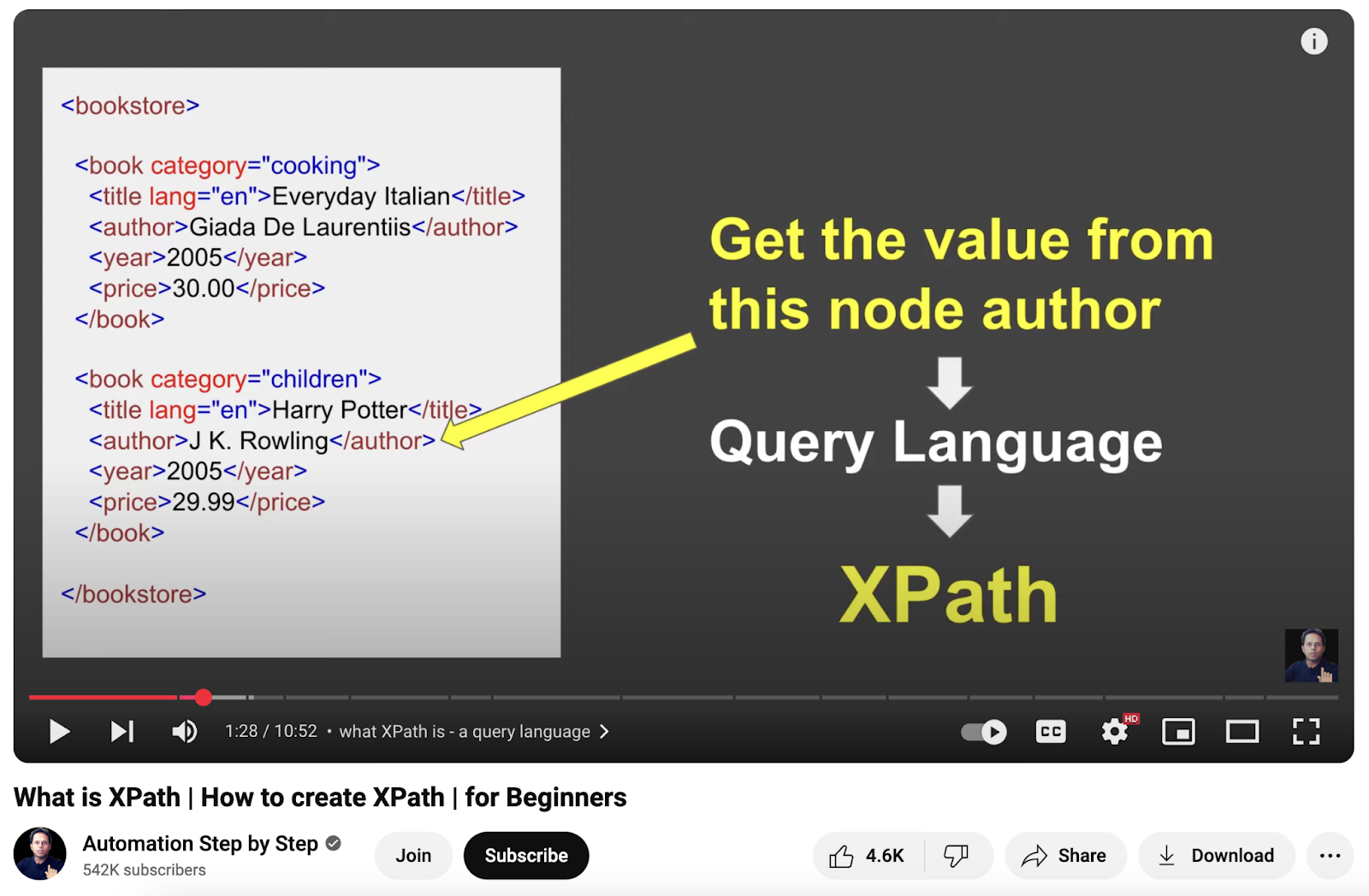 XPath YouTube tutorial goes measurement by step.