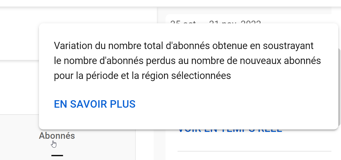 Données d'analyse, abonnés