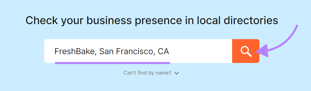 "FreshBake, San Francisco, CA" entered into the Listing Management tool