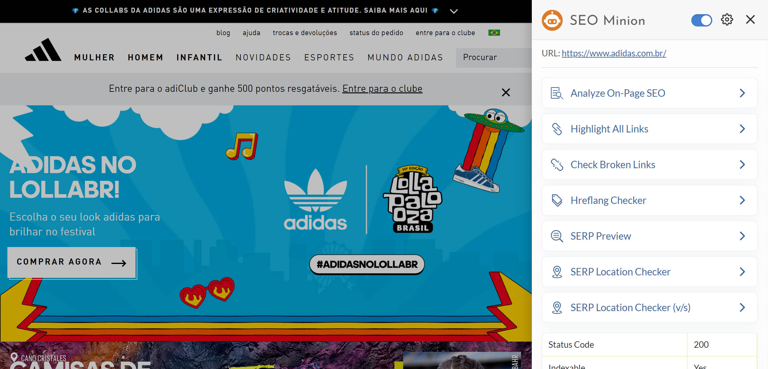10 opções para você usar no navegador 10 seo minion em uma página