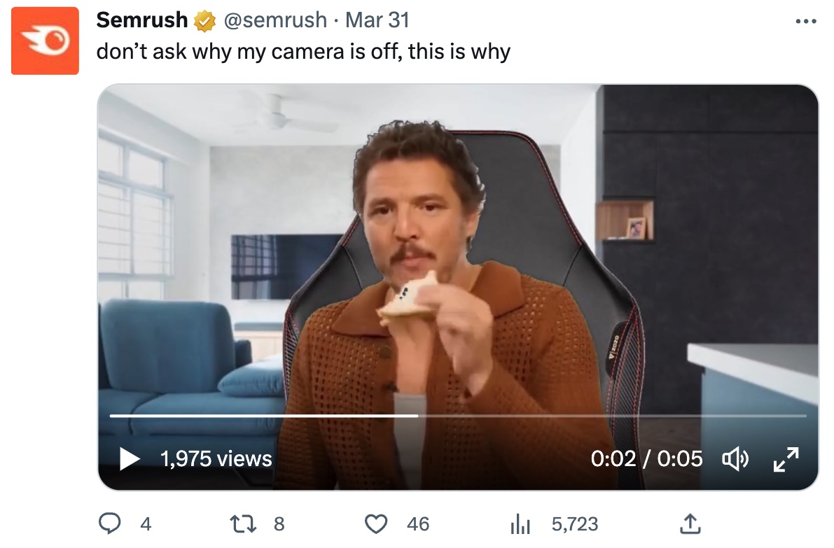 pedro pascal gif shared by semrush on x