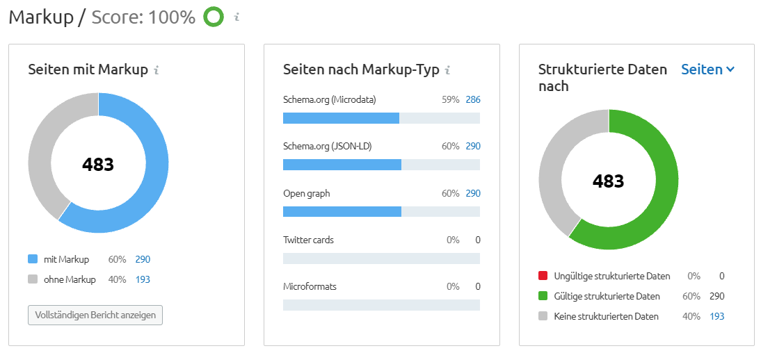 Details zum Markup im Site Audit