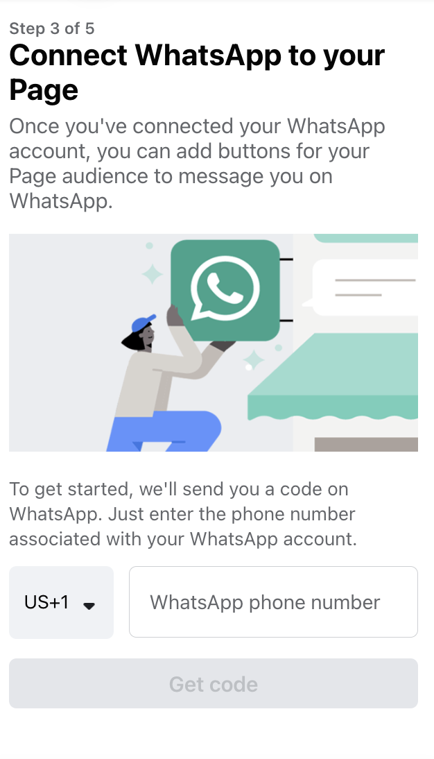 "Connect WhatsApp to your Page" window