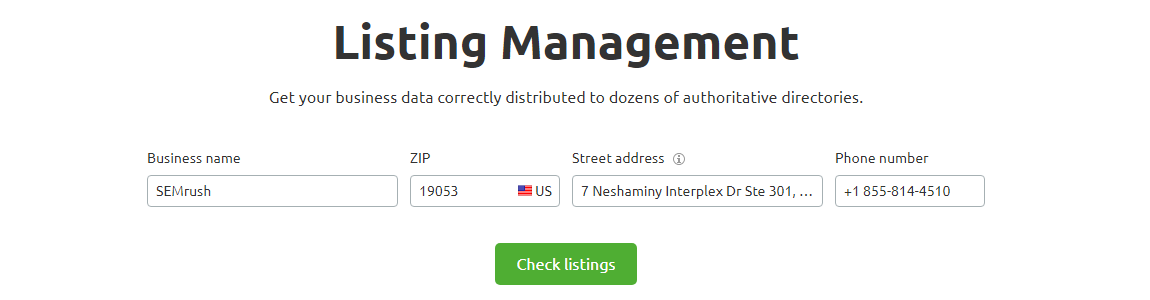 SEMrush Listing Management Tool