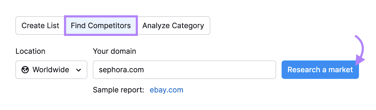 "sephora.com" entered into the Market Explorer search bar