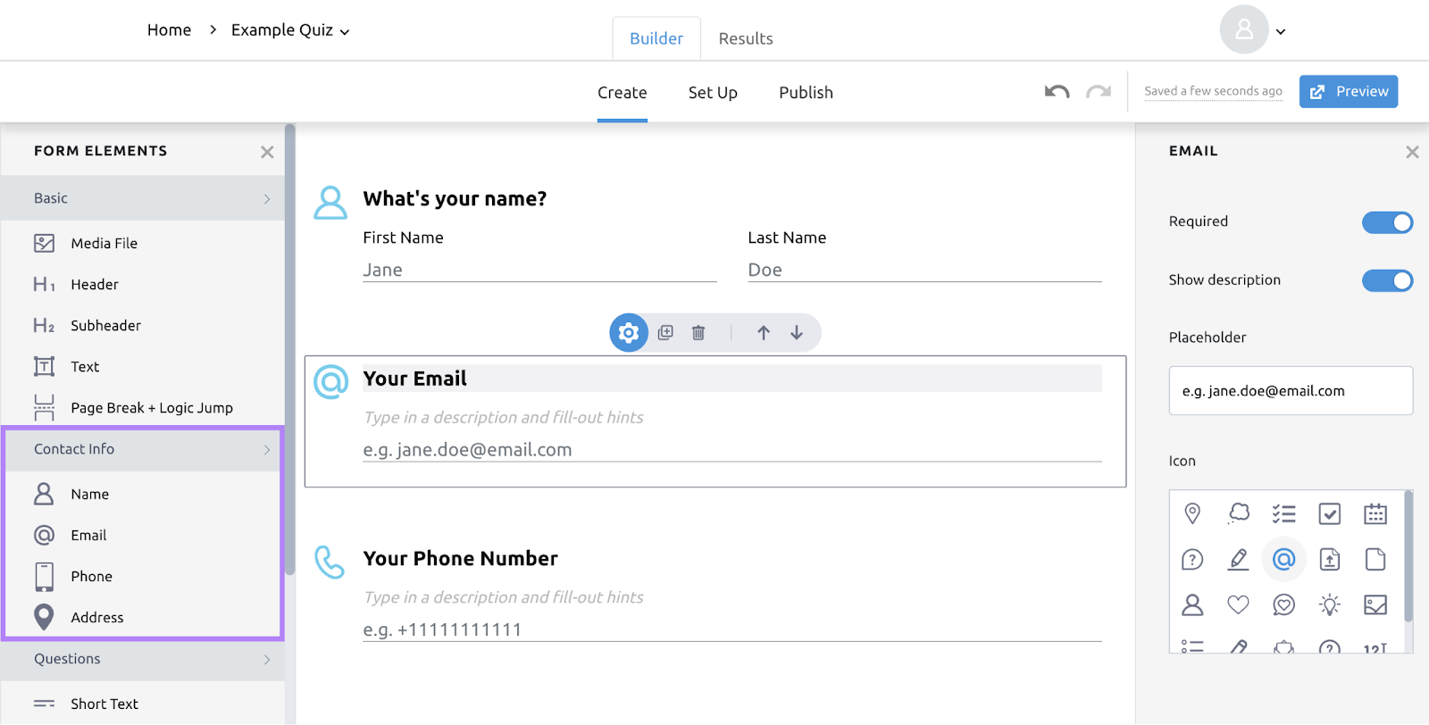 Drag and drop input areas in Lead Generation Forms builder