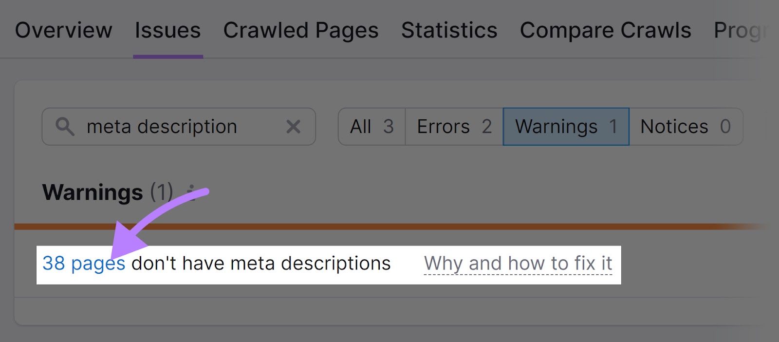 "38 pages don’t have meta descriptions” warning