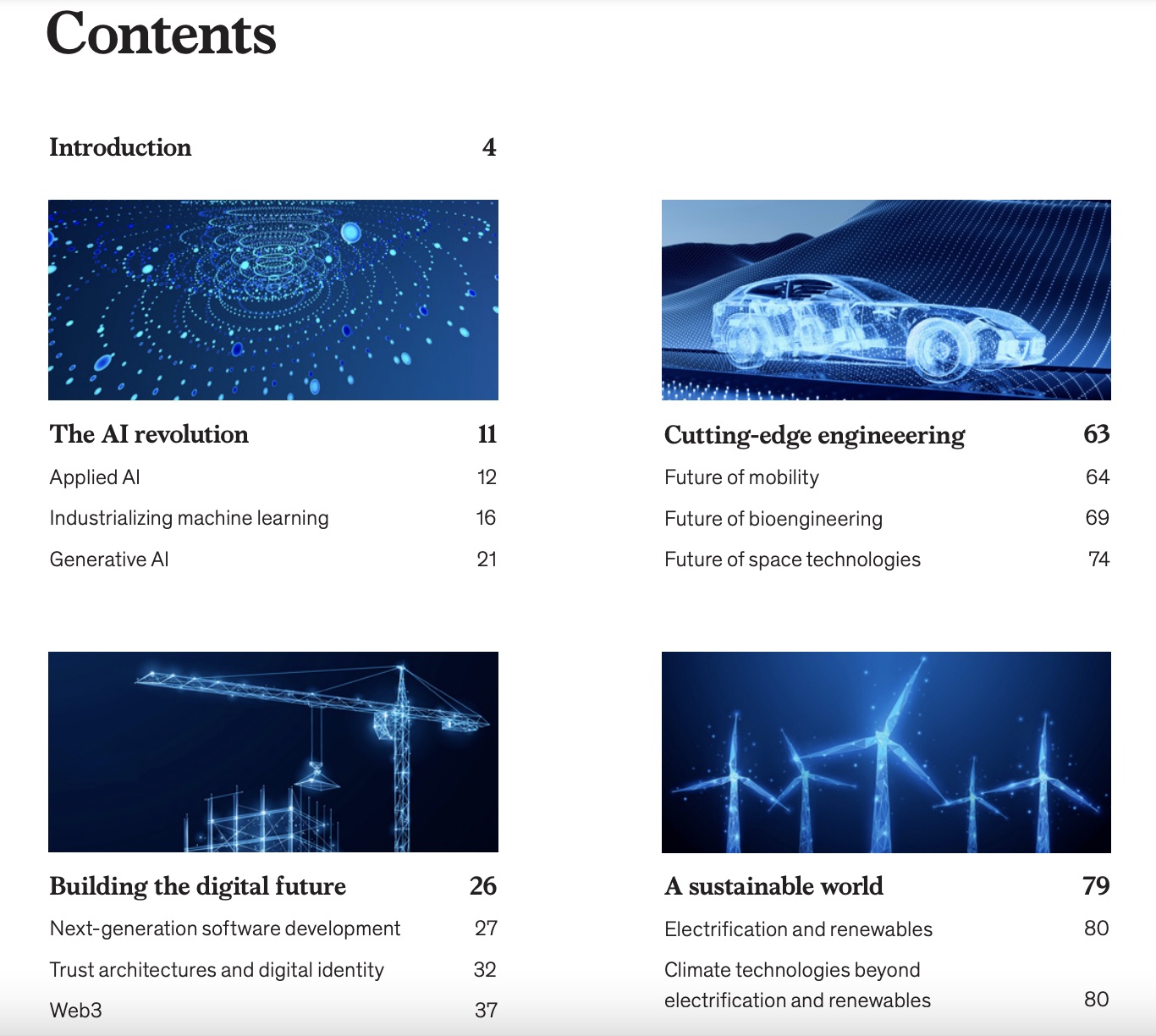 McKinsey & Company's ebook contents section