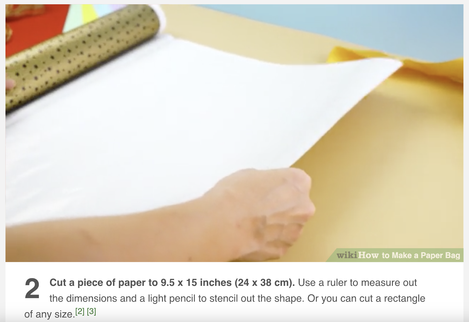 a screenshot from "wikiHow to Make a Paper Bag" animated image
