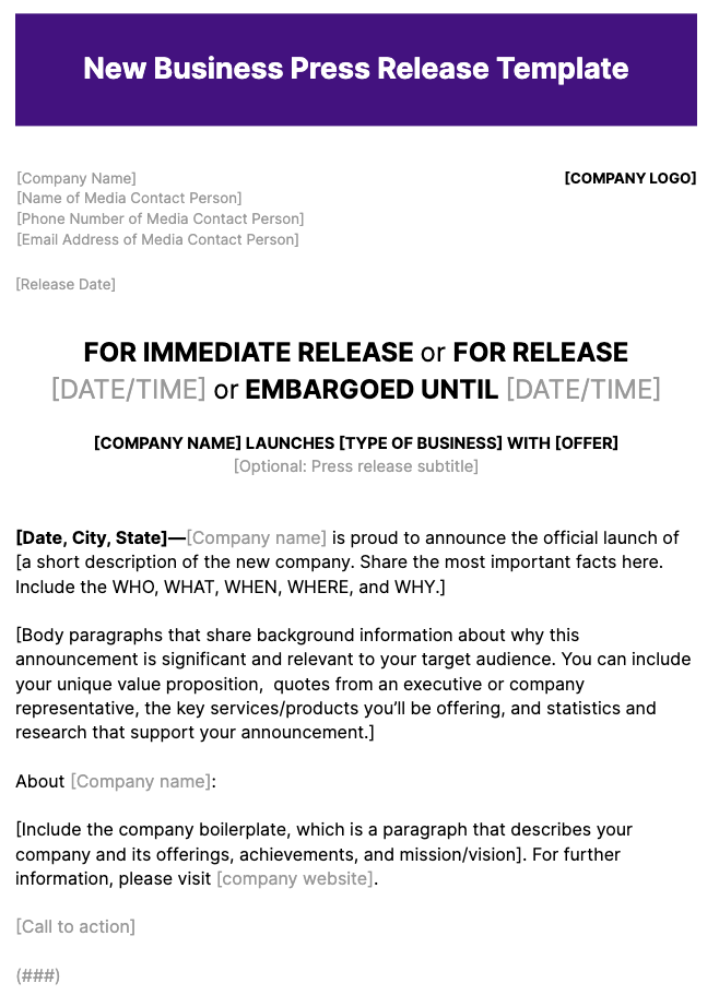 10 Free Press Release Templates + Formatting Tips and Examples