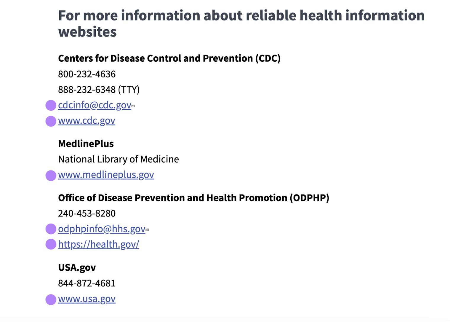 naked links similar  www.medlineplus.gov and www.cdc.gov look  written successful  their afloat  URLs