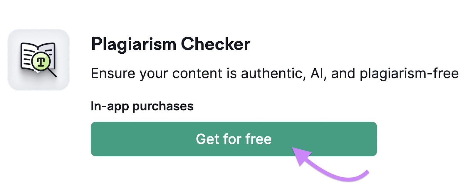 "Get for free" button on Plagiarism Checker page