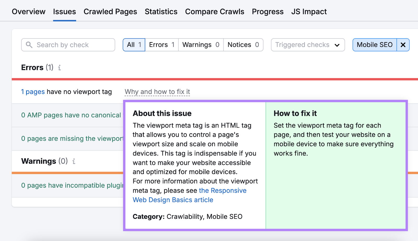 why and how to fix "no viewport tag" error open