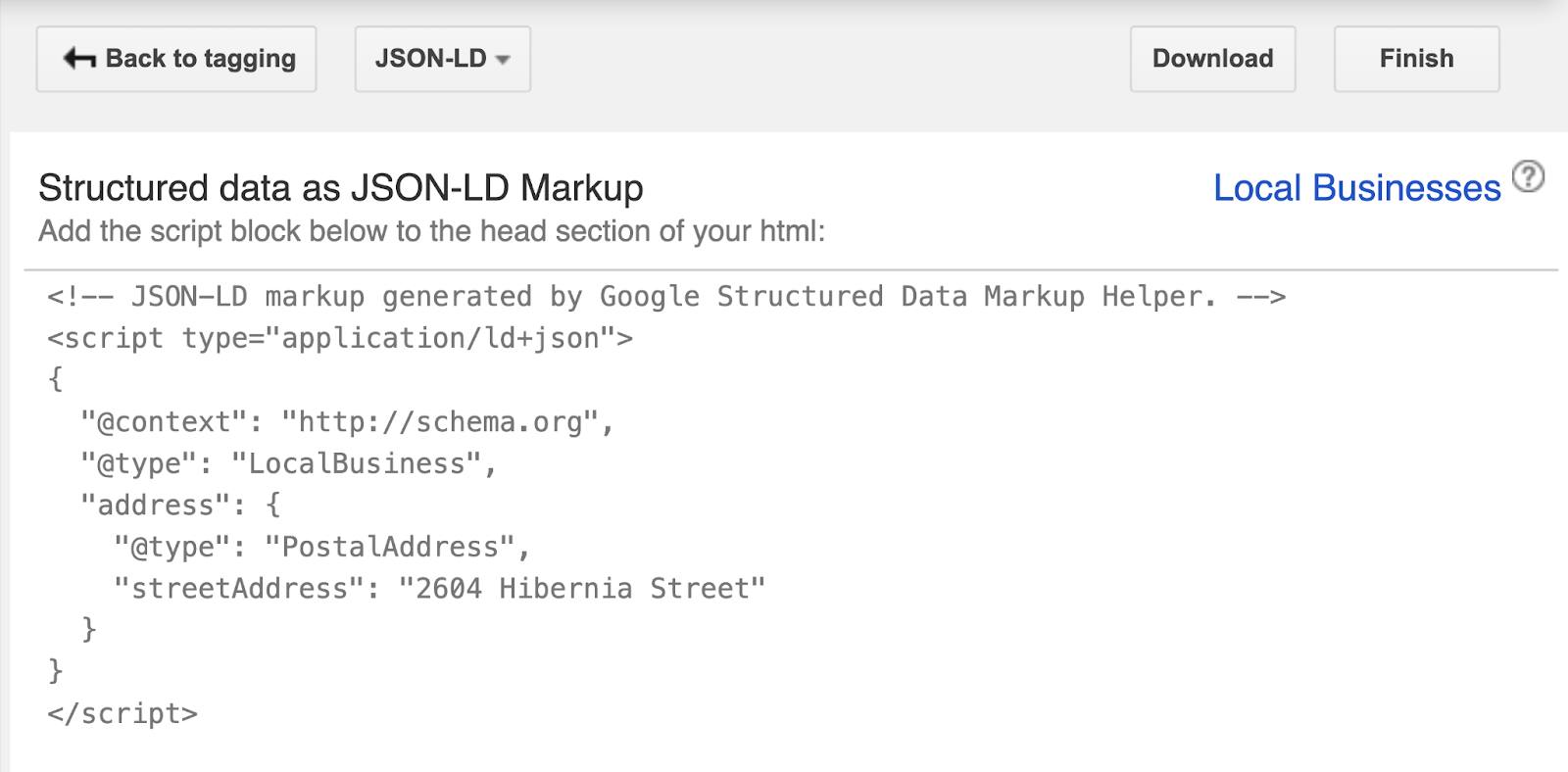 structured data as json-ld markup example