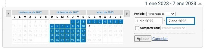 selector de fechas google analytics