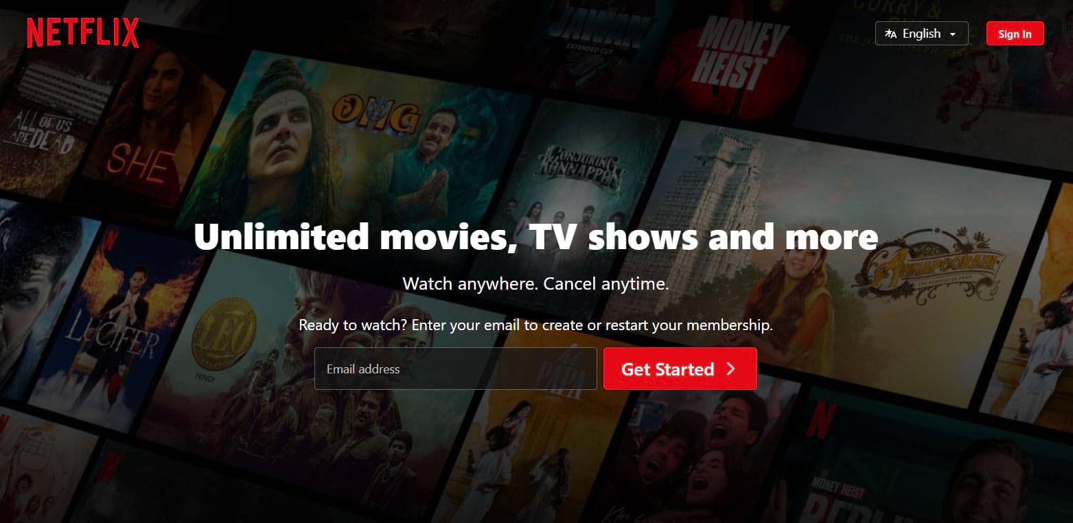 Netflix sign-in page