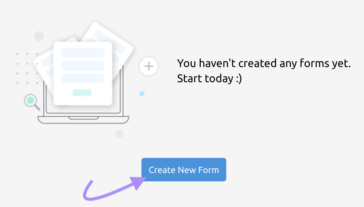"Create New Form" button in the Lead Generation Forms