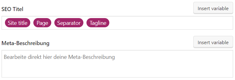 Titel und Description gestalten mit Variablen in Yoast