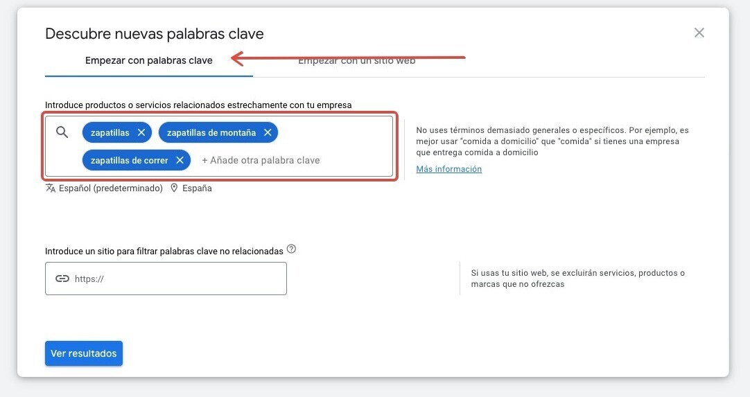 Descubre nuevas palabras clave ejemplos