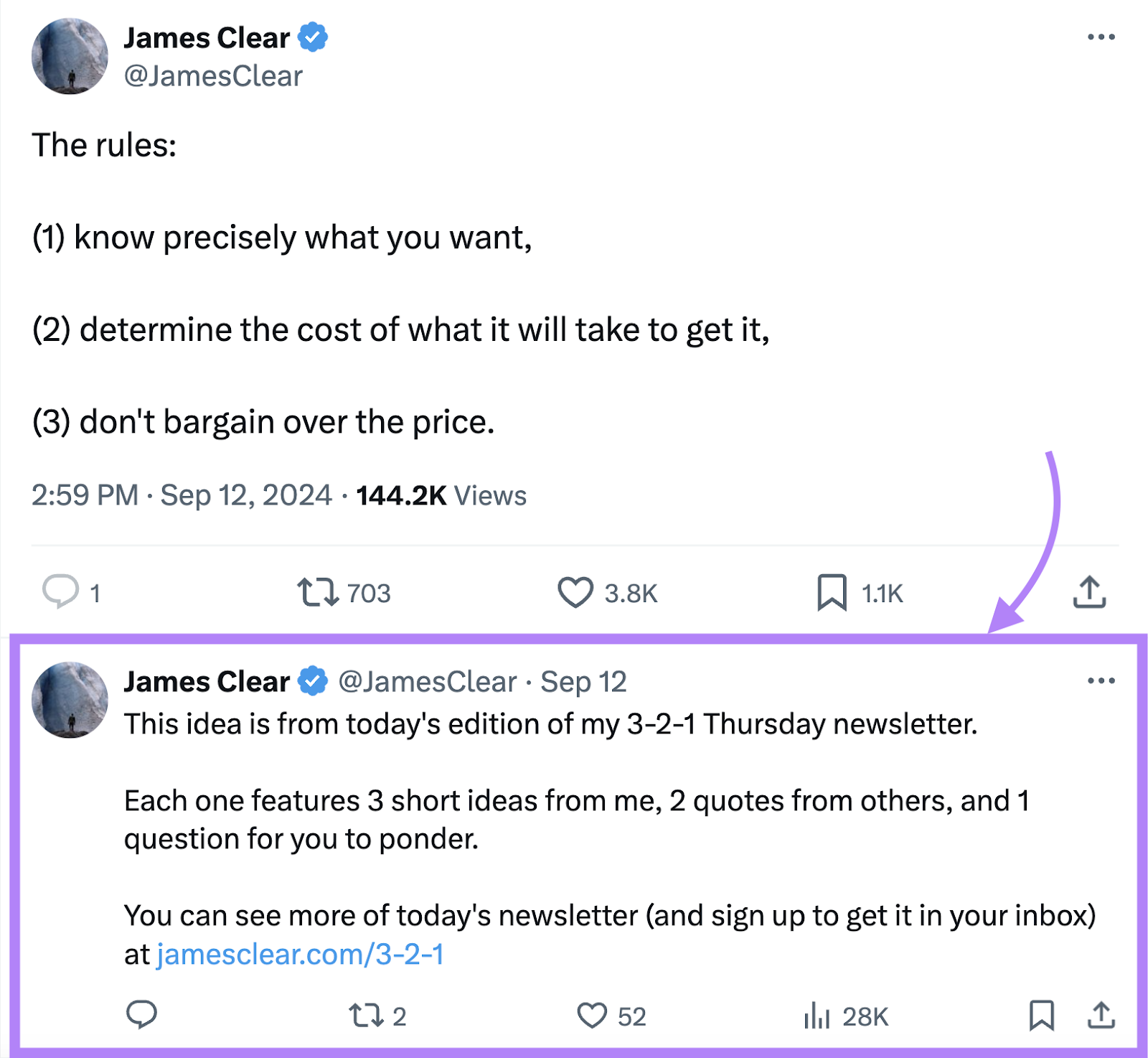 after posting, the writer  comments a promotional nexus  to his newsletter