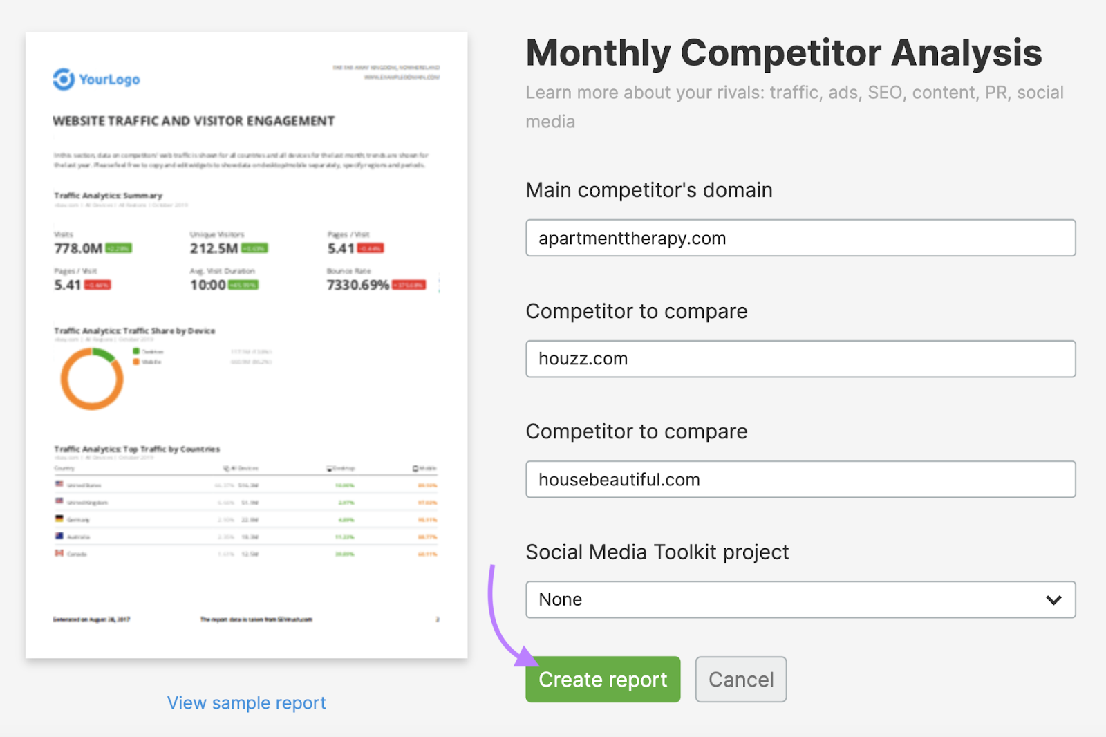 Creating Monthly Competitor Analysis report