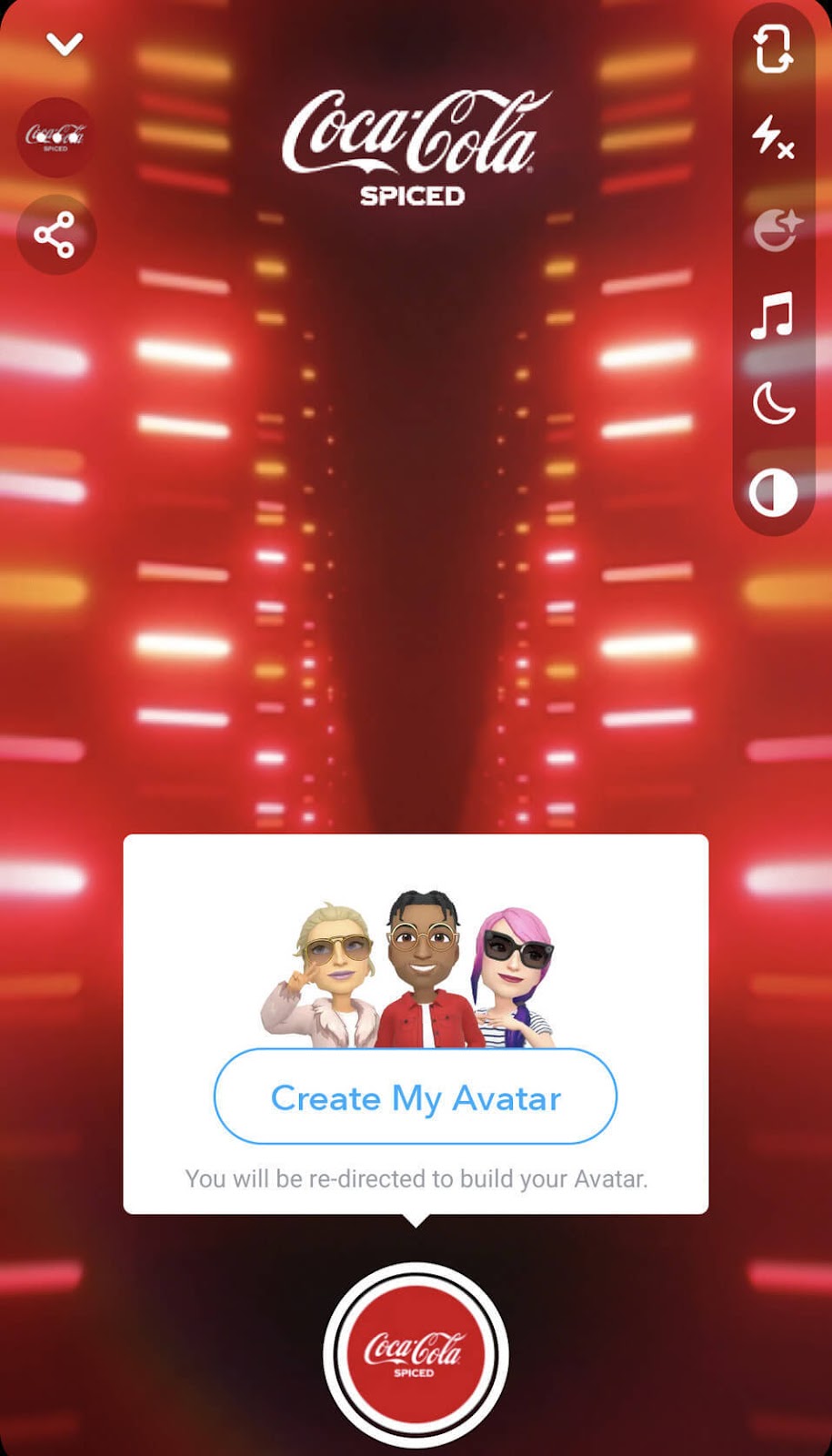 An AR advertisement  from Coca-Cola connected  Snapchat