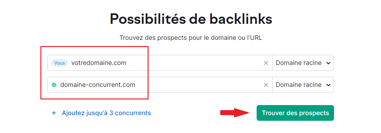 Possibilités de backlinks, Paramétrage